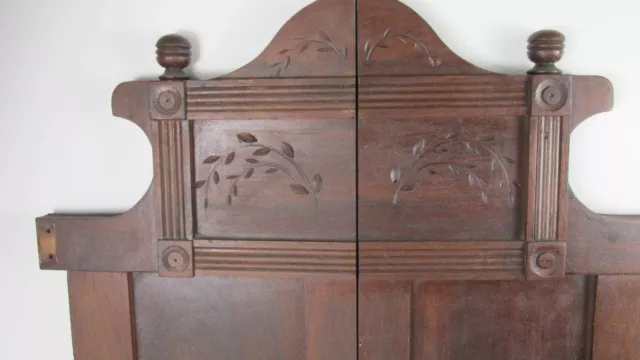 Set of 2 Antique Vintage Paneled Wood Cabinet Pantry Doors Shutters Old Stain 2
