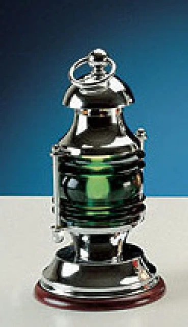 Edle Tischlampe AQUARIA Chrom Grün aus Messing H:27,5cm maritime Lampe Laterne