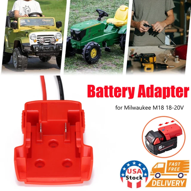 POWER WHEELS BATTERY Adapter for Milwaukee M18 Battery 18V Dock Power