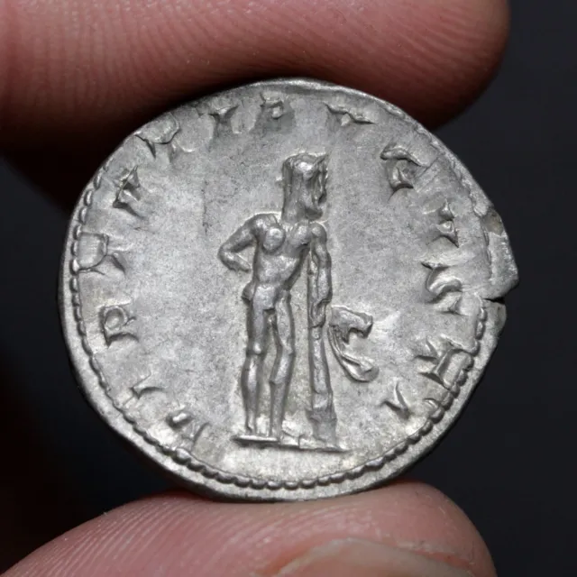 Hercules Coin Ancient Roman Empire Silver AR Antoninianus Gordian III 241AD XF