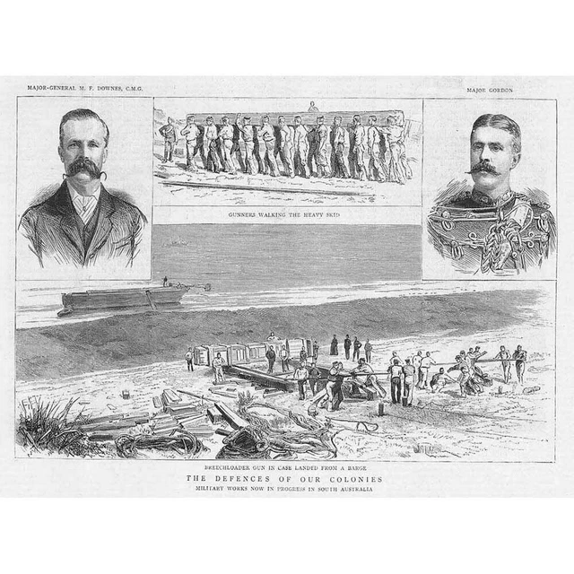 MILITARY BREECH LOADER Gun Landed from a Barge Antique Print 1889 £9.