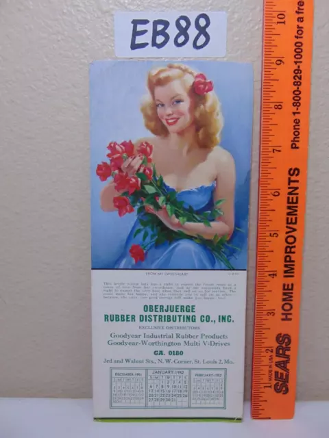 Brown & Bigelow Advertising Blotter Calendar 1952 St Louis Orerjuerge Rubber Dis