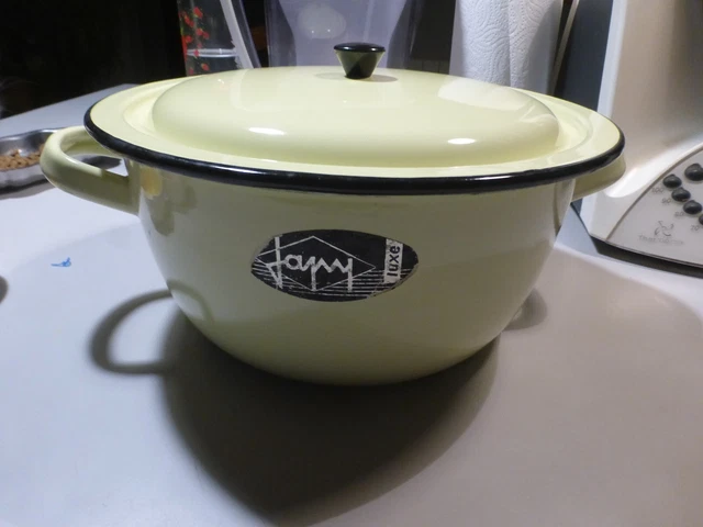 Lot Ancien Casserole Et Petit Plat émaillé Rouge à Pois Blancs - Style Shabby