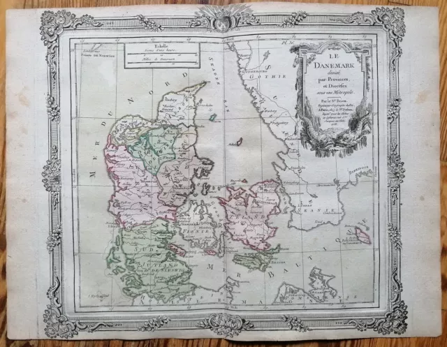 Brion Original Kupferstich Karte Dänemark Le Danemark - 1768