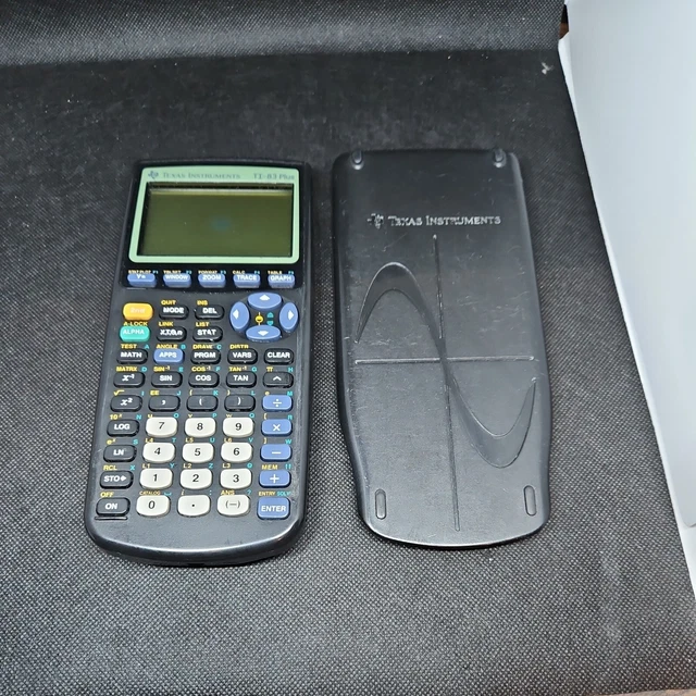 Texas instruments TI-83 Plus Graphing Calculator Black w/ Slip Cover DOT ON Scre