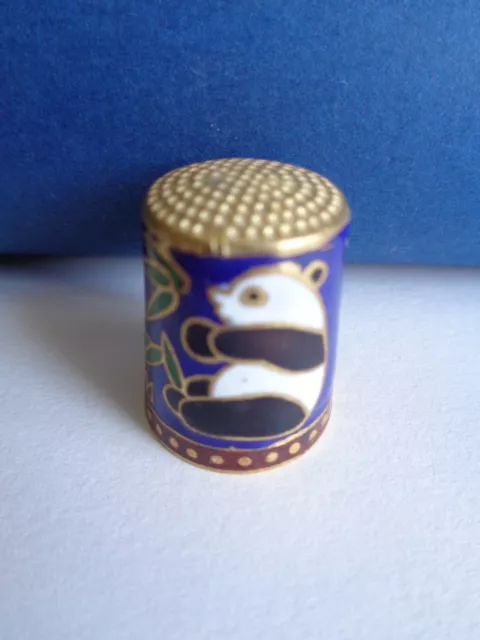 FINGERHUT ° Panda Bär ° Cloisonne Emaille ° Messing 2