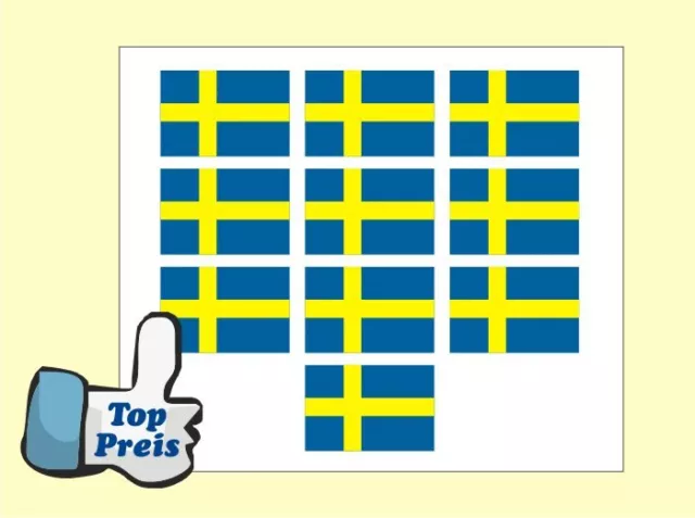 10 x Stück Schweden Sweden Sticker Fahne Modellbau Flagge Aufkleber Flagge