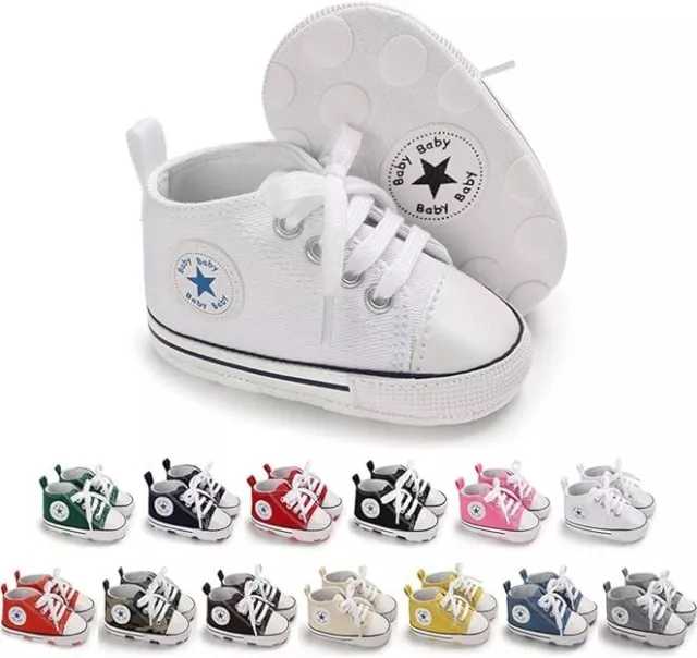 Baby Infant Classic Canvas Baby Shoes Boy/ Girl Soft Sole Size 0-18 Months