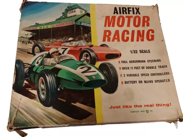 Airfix Motor Racing Track 1960s Straight Curved Crossover Original Box No Cars