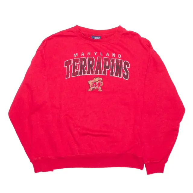 CAMPUS HERITAGE Maryland Terrapins Football Red Big Logo USA Sweatshirt Mens XL