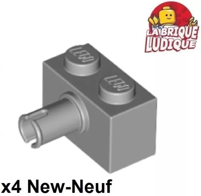 Lego 4x Brique Brick modified 1x2 Pin Bottom Stud Holder gris/light b gray 44865