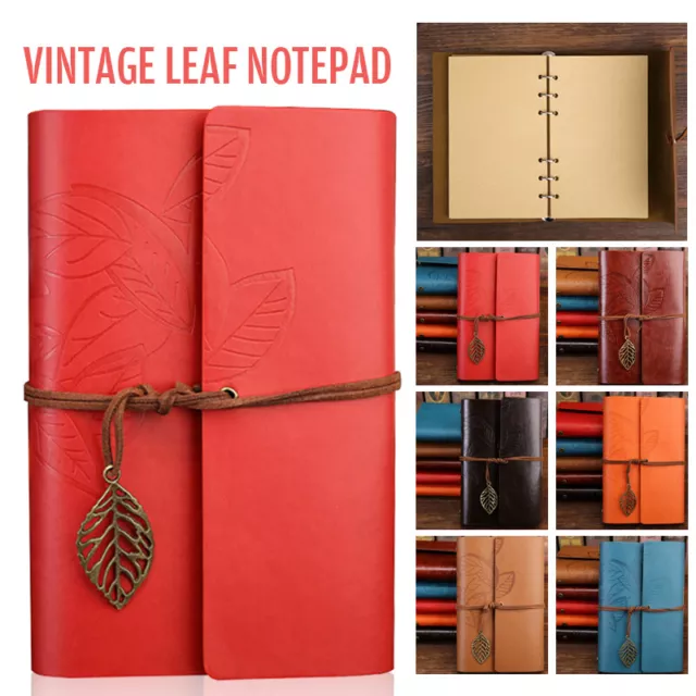 Retro Faux Leather Notebook Vintage String Leaf Blank Diary Journal Sketchbook