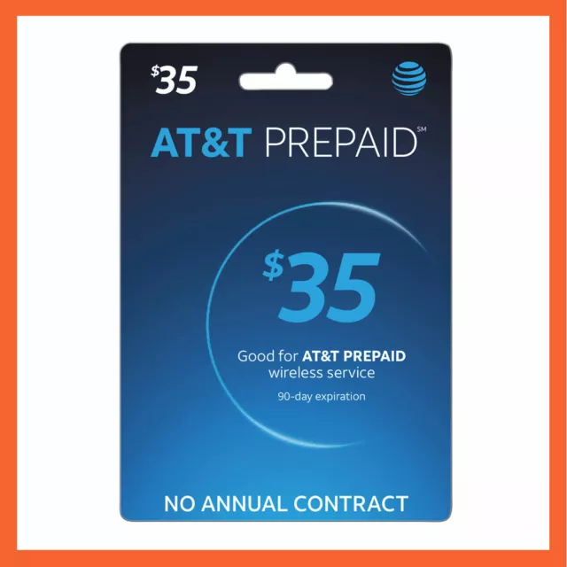 AT&T $35 Prepaid Refill Reload Card Fast Delivery Loaded to your number directly