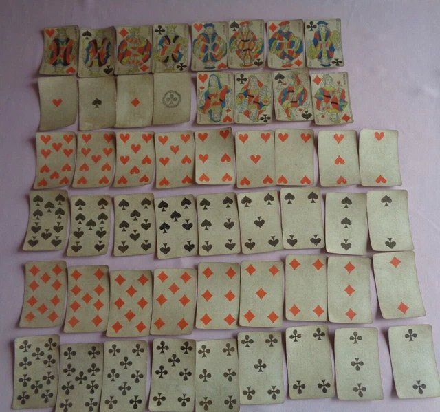 Rare jeu de cartes ancien complet 52 cartes