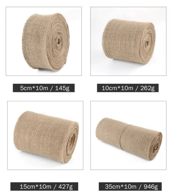 5/10/15/35cm x 10m Burlap Hessian Roll Jute Fabric Material Table Runner Decor