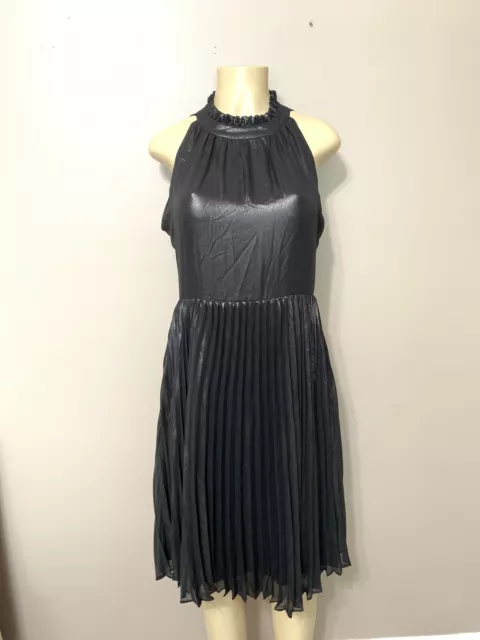 Simply Vera Vera Wang NWT Black Pleated Metallic Sleeveless Dress Size Medium