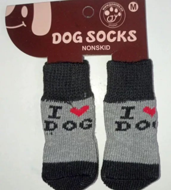 NEU 4er Set Hunde Socken Gr.M Pfotenschutz Antirutsch Sohle  Leckschutz Kratzen