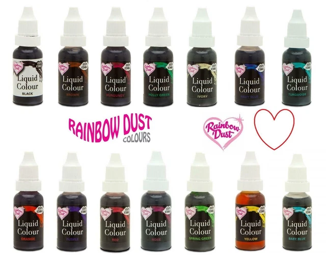 RAINBOW DUST EDIBLE Liquid Food Colours Colouring Colour Decorating