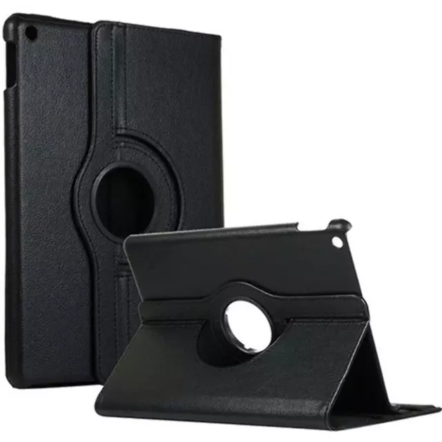 Leather Flip Rotating Portfolio Stand Case Cover BLACK for iPad 5/iPad 6 9.7"