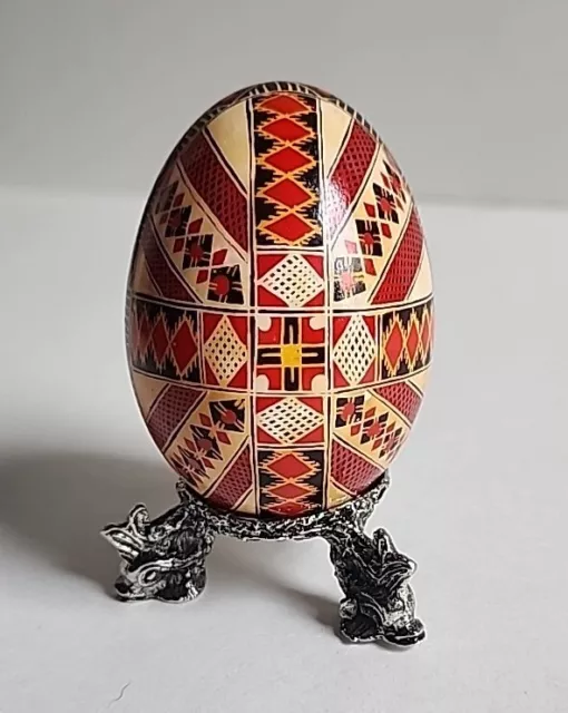 Ukrainian Chicken Pysanka Easter Egg Hand painted Geometric Patterns