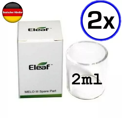 2 x Eleaf Mini melo 3 Ersatzglas 2ml Glas Tank Tube Pyrex iStick Pico mini melo3