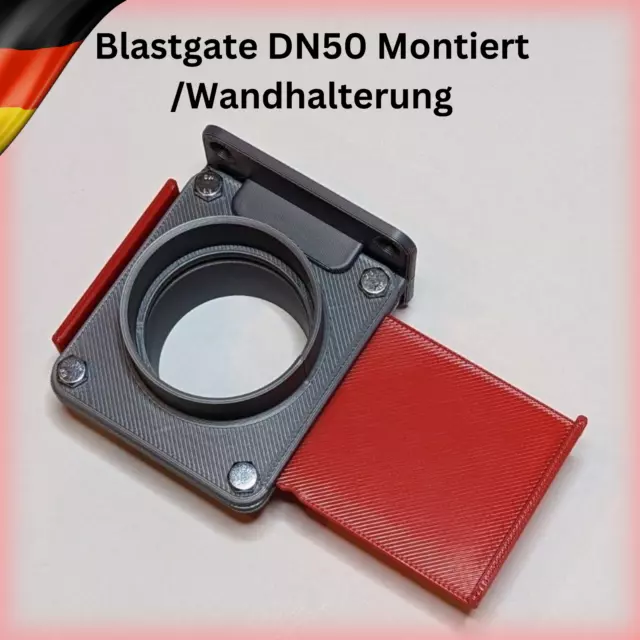 DN50 50mm Blastgate Armatur Sperrschieber Ventil Absauganlage / Wandhalterung