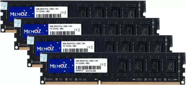 32GB DDR3 Desktop RAM 4X 8GB 1600Mhz PC3L 12800U DIMM Memoz 5 Years Warranty