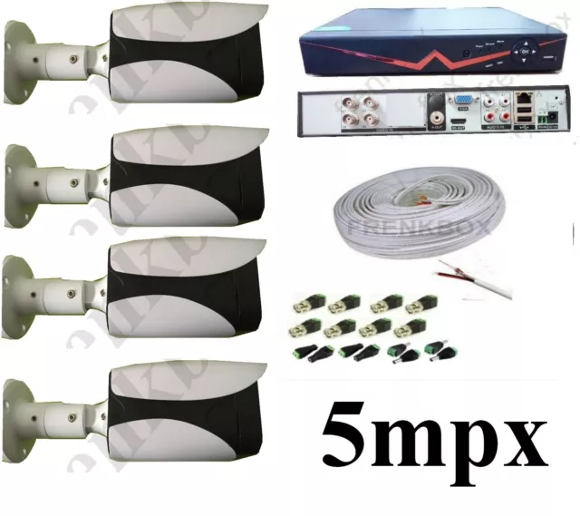 Kit videosorveglianza completo DVR AHD 4 canali  telecamere 4 mpx 100 metri cavo