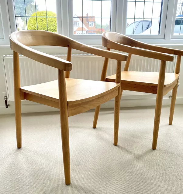 Set of 2 Solid Oak/Oak Veneer Scandinavian Dining Armchairs - Stunning!