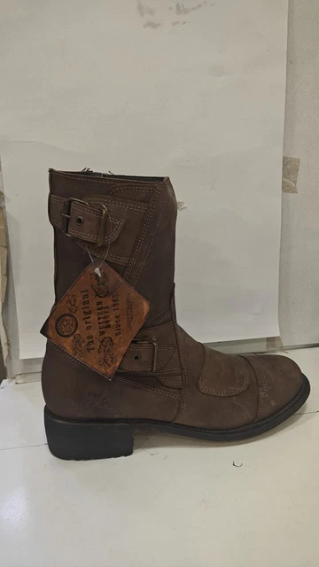GRINDERS ROUTE 66 Brown Mens Leather Boot Cowboy Western Zipped Pointed ...