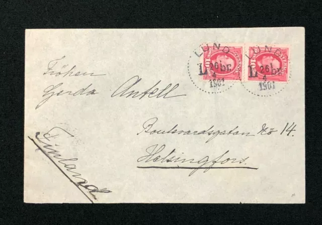 Postal History Sweden, Cover from Lund Sweden to Helsingfors Finland, 1901