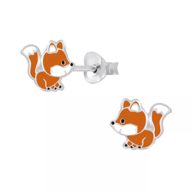 925 Sterling Silver Baby Cute Fox Long Tail Kids Girls Stud Earrings