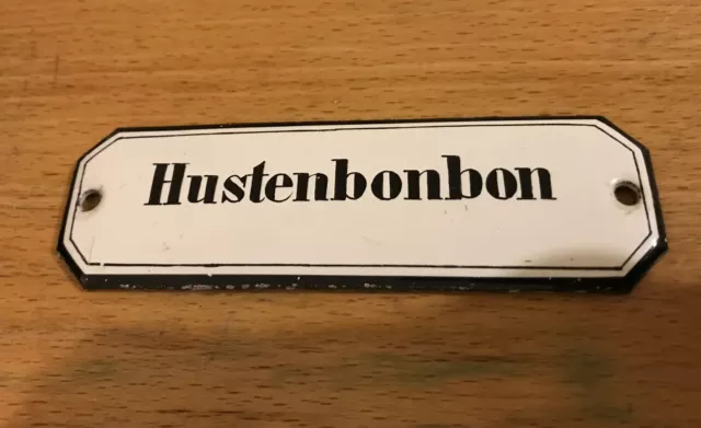 Altes Emailschild Hustenbonbon Hinweisschild sign Plakette Tante Emma Laden