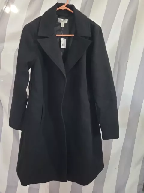 Motherhood Maternity Women's Mid-Length Maternity Wrap Coat Black Size S No Belt