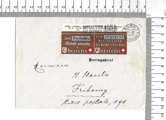 21.3.1942 Ersttagsbrief FDC Helvetia Altstoffe Waste Material Collection ; 61673