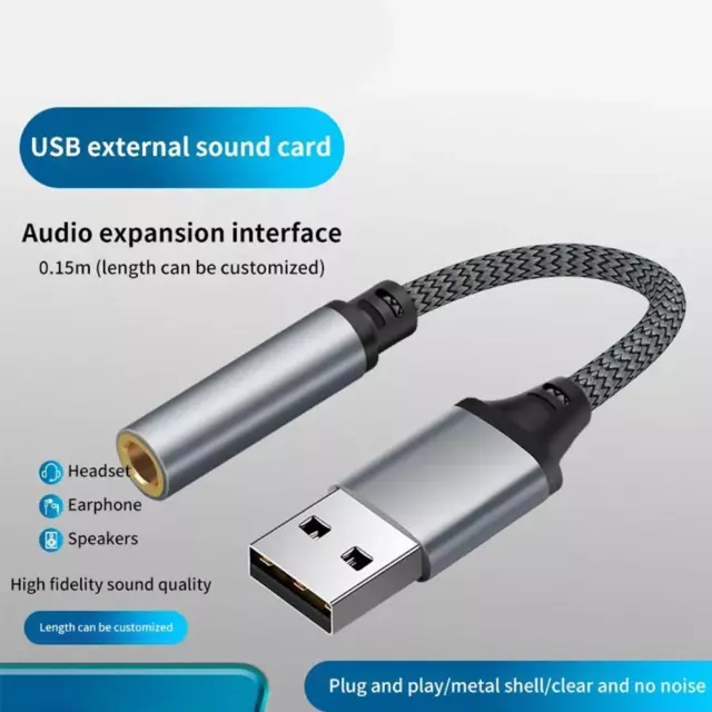 3.5mm to USB Mic/Headphone Jack Stereo Headset Audio Adapter Sound Card