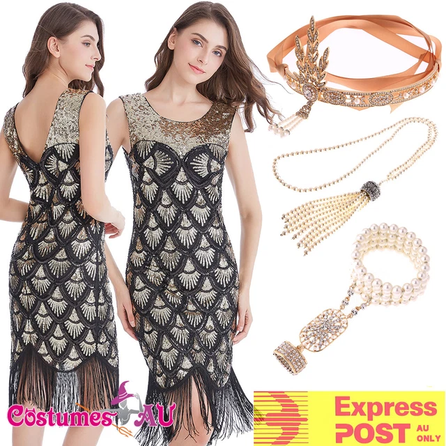 Accesorios Años 20 Para Mujer | Set De 7 Piezas Con Diadema De Plumas, Collar De Perlas, Guantes Largos, Pendientes, Abanico Y Pulsera | Ideal Para Halloween Y Fiestas Retro