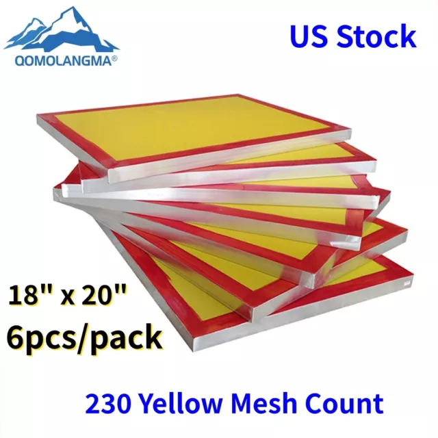 6Pcs 18 x 20" Aluminum Screen Printing Screens with 230 Mesh Count US Stock