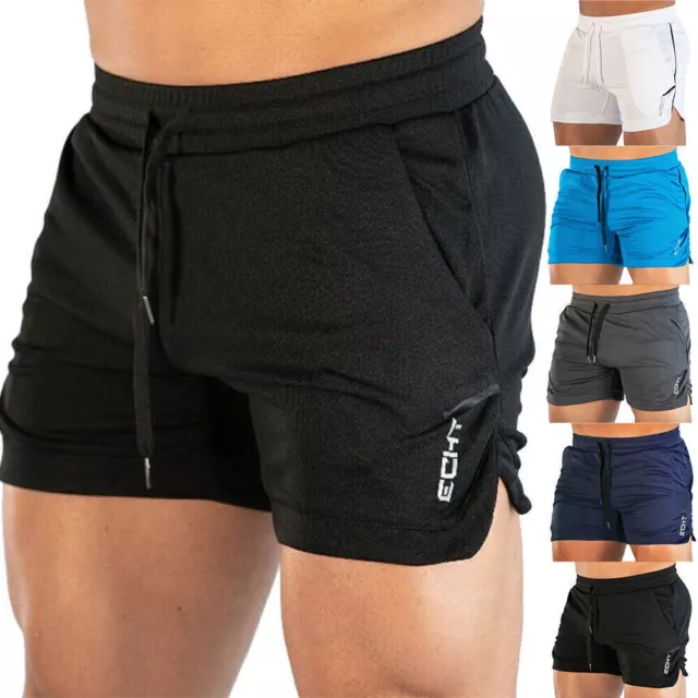 Men Running Gym Shorts Sport Fitness Training Elastic Waist Short Pants Trousers