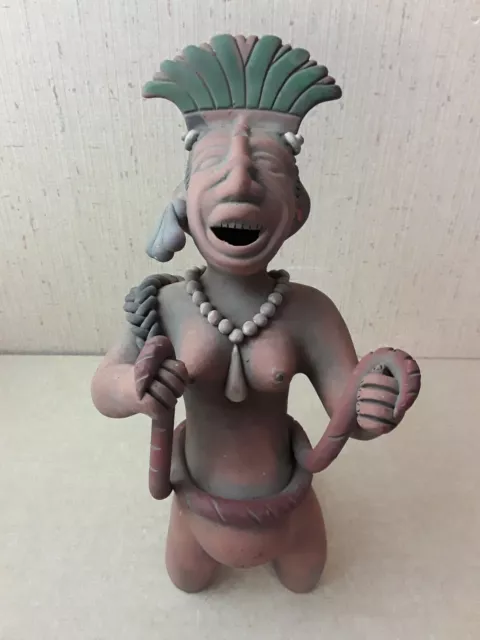 Vintage Mexican Terra Cotta Pottery Woman With Rope