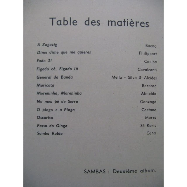 Sambas Album 2e Volume 12 pièces Piano ou Accordéon 1951 3