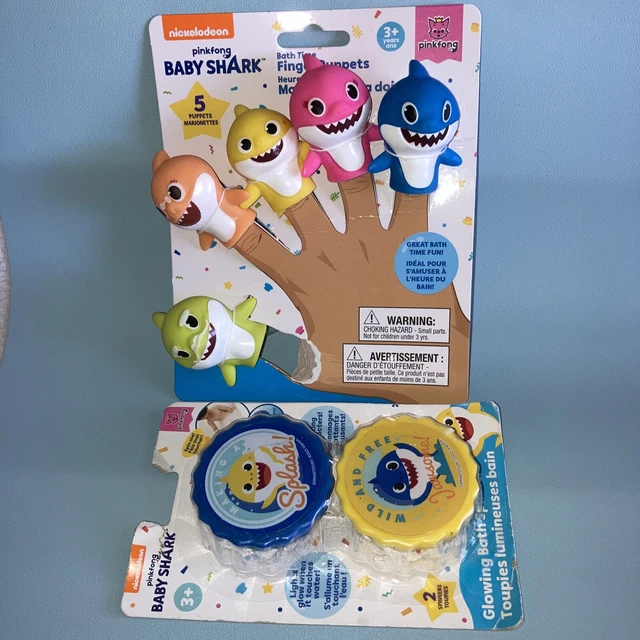 NICKELODEON PINKFONG BABY Shark Bath Time Finger (5) Puppets Vinyl New