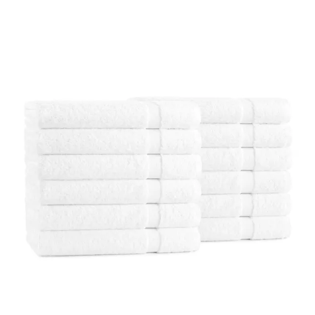 Admiral Hospitality Bath Towels 24x48 (12 Pack), White, Cotton Blend, Cam Border