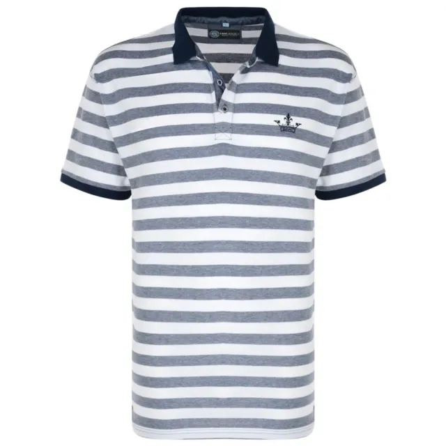 KAM Mens Big Size Pure Cotton Birds Eye Striped Pique Polo Shirt (5010)