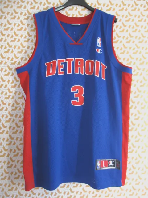 Maillot Basket Detroit Pistons Wallace #3 Champion Jersey NBA Vintage - L