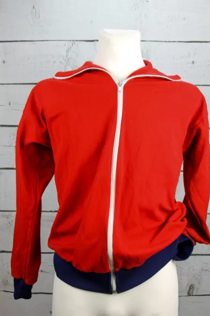 TRUE VINTAGE Herren Trainingsjacke Sportjacke 1980er Jahre DDR Rot-Dunkelblau