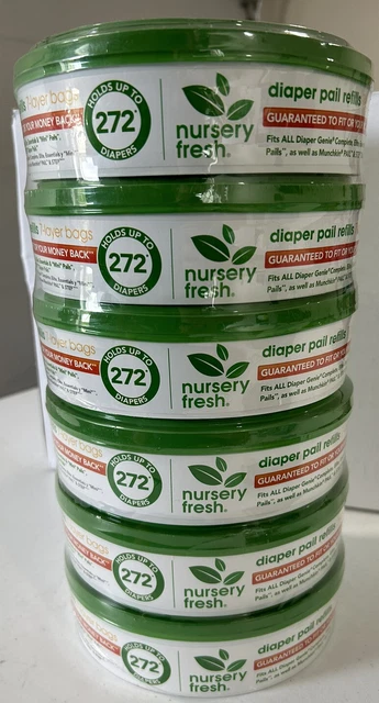 6 Packs Nursery Fresh Diaper Pail Refills. 7 Layer bags Holds 272 Diapers New
