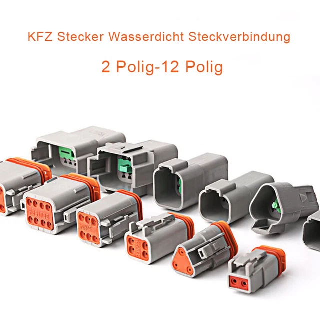 8 Sets DT Stecker 2 Polig - Wasserdichte KFZ Steckverbinder 22-18AWG