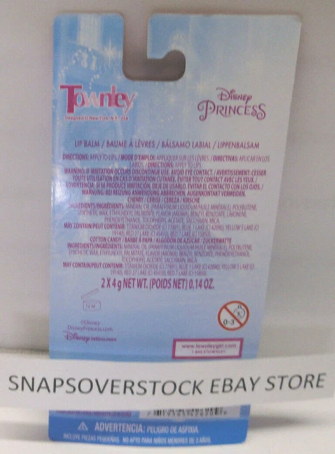 Disney Princess, 2-Pc Cherry & Cotton Candy Flavored Lip Balm 0.14 Oz. Each, New 3