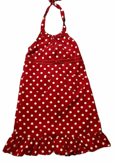 Girls Gymboree Red Polka Dot Cotton Dress w Ribbon Accents Sz 9 (407.E)
